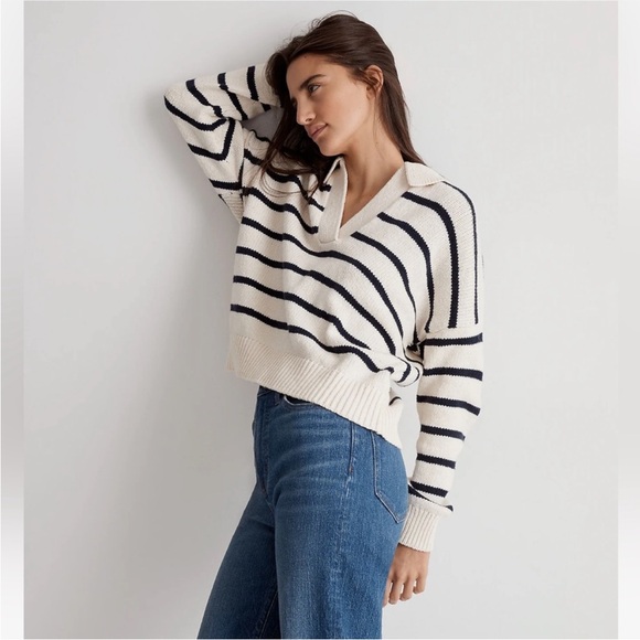 Madewell Dedham Stripe Polo Sweater Size XXS - Picture 2 of 8